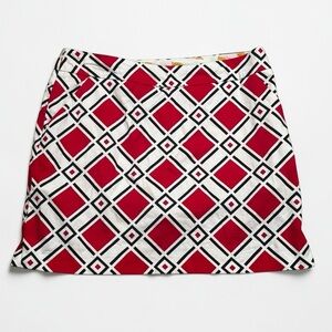 LOUDMOUTH Ladies Red Geometric Print A-Line Skirt Skort Golf Pickleball Tennis 6